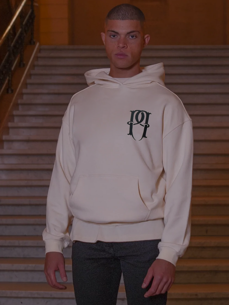 CREST LOGO HOODIE - BEIGE