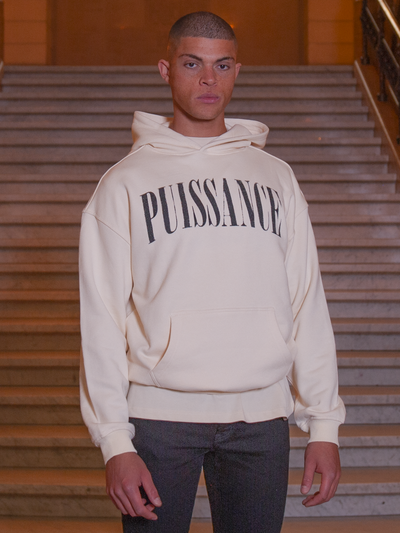 SPRAY LOGO HOODIE - BEIGE