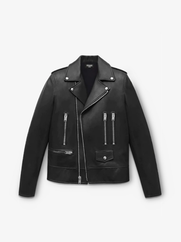 LEATHER BIKER JACKET - NOIR